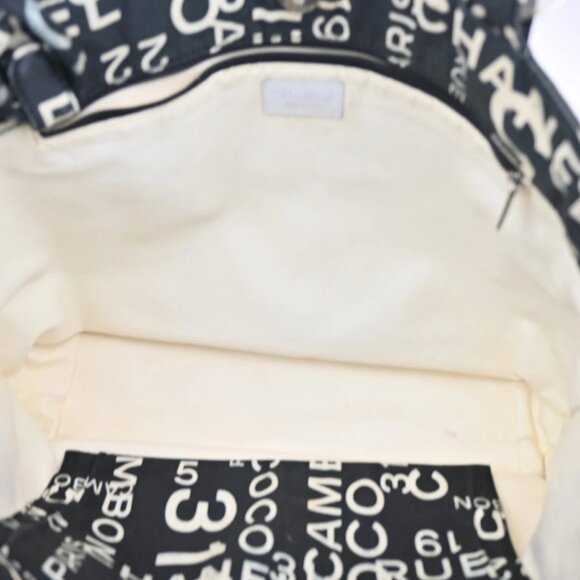 CHANEL Logo By Sea Shoulder Tote Bag Canvas Leather Black Made In Italy 73KB178 - Picture 11 of 16